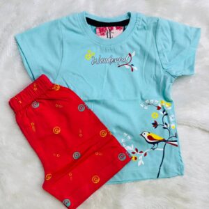 Wonderful Bird Girls Cotton Dress Set