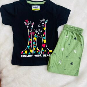 Follow Your Heart Giraffe Kids Cotton Dress Set