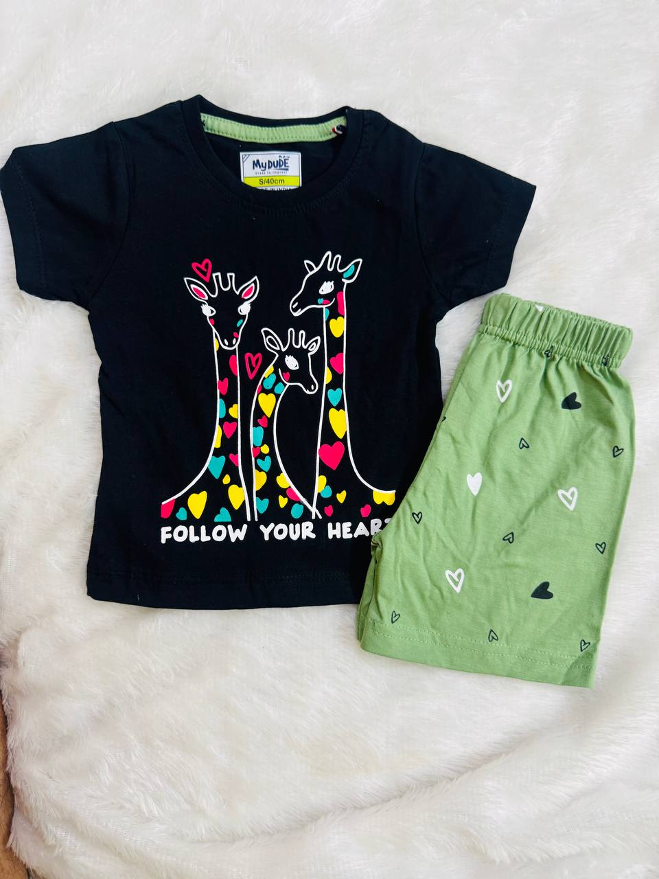 Follow Your Heart Giraffe Kids Cotton Dress Set